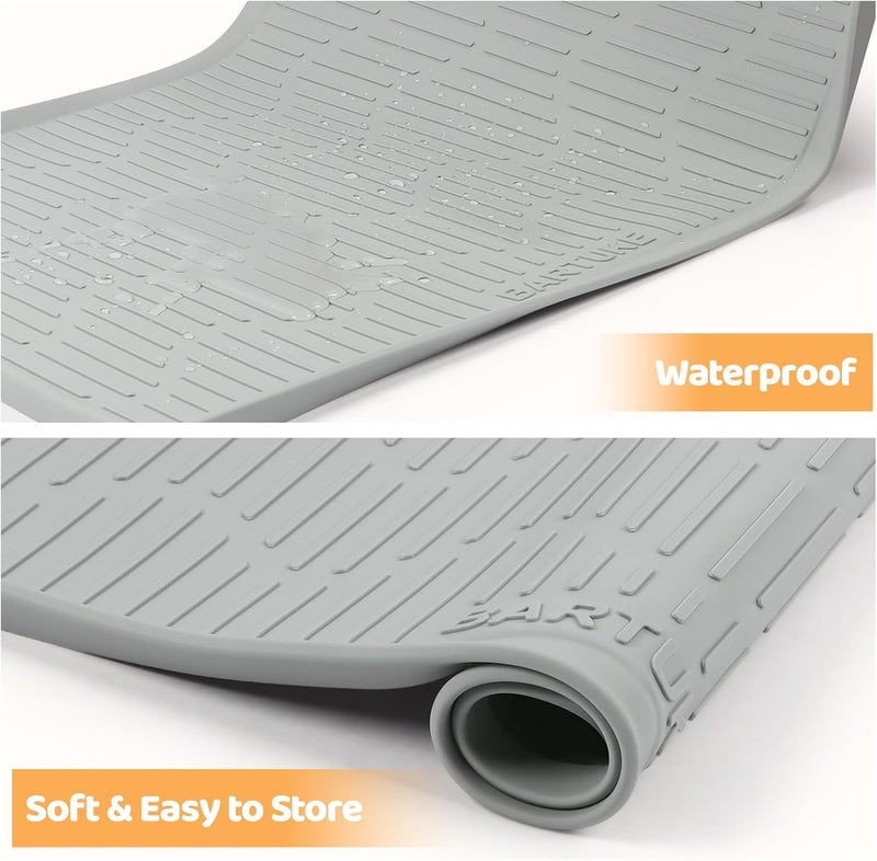 Bartuke Silicone Cat & Dog Food Mat, 40"x 28" Extra Large Pet Feeding Mat for Cats and Dogs Bowl, Pet Placemat for Food and Water with Raised Edge, Waterproof, Leakproof (Grey) - Image 5